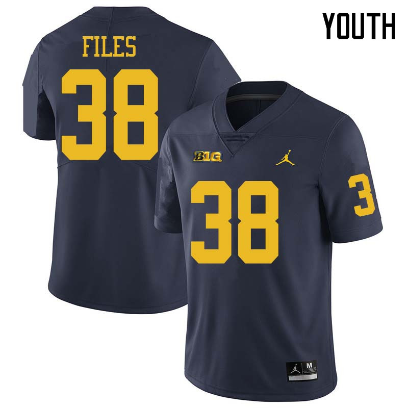 Jordan Brand Youth #38 Joseph Files Michigan Wolverines College Football Jerseys Sale-Navy